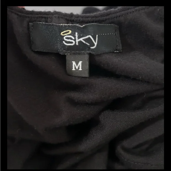 Sky Clothing Black Braided Lace-Up V-Neck Mini Dress Size Medium Made in USA - Picture 6 of 7